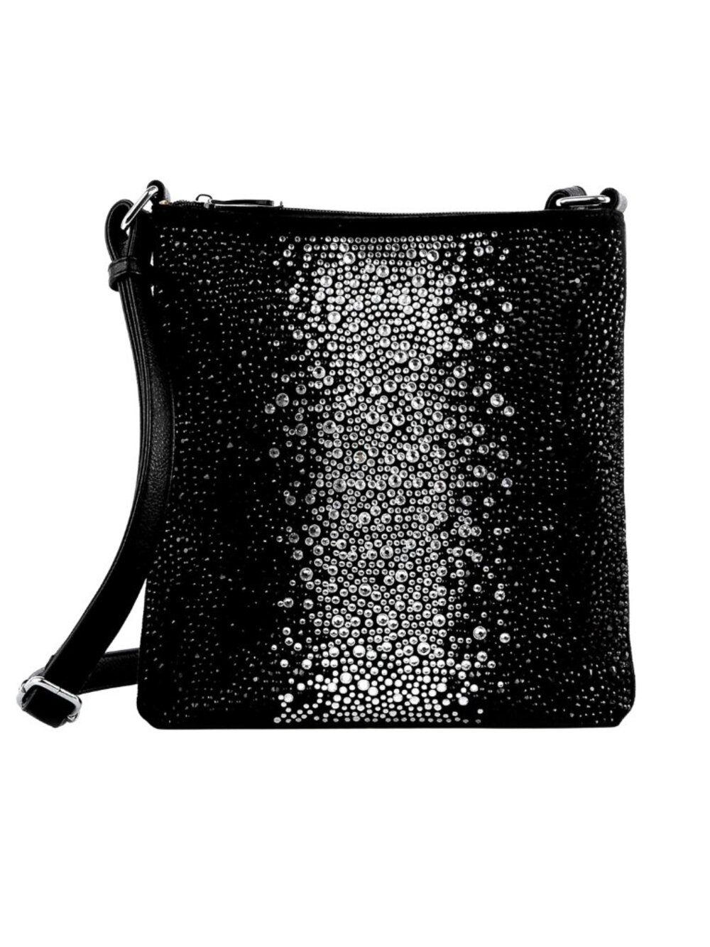 Faux Leather Rhinestone Glam Crossbody Sling Bag